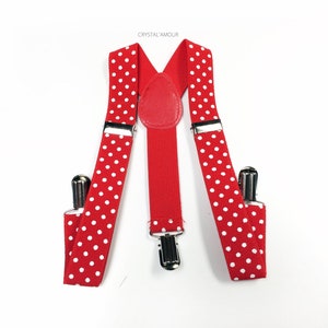 Kid&#39;s Suspenders, Red Suspenders, Polka Dot Suspenders, Suspenders, Minnie Mouse Costume, Red Dress