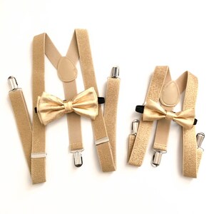 Father and son, suspender and bow tie, suspenders, soft gold suspenders, gold suspenders, gold suspenders set, gold bow tie, gold weddings