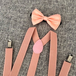 bow tie and suspenders, dusty blush pink, peachy pink bow ties and suspenders, dusty pink suspenders, peachy pink suspenders bow ties