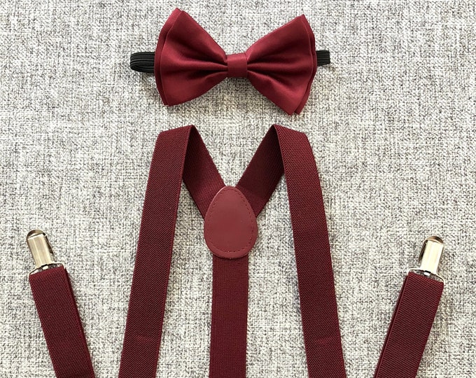 burgundy clip on bow tie