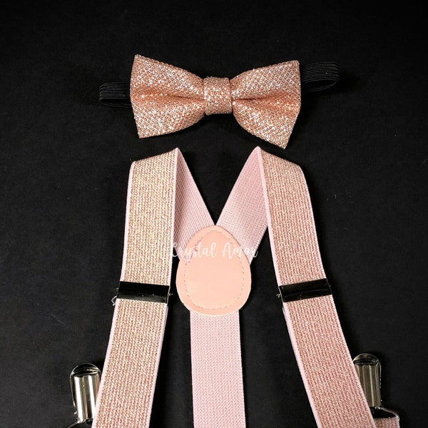 Kids suspenders, Rose gold bow tie suspenders, rose gold suspenders, rose gold bow tie, rose gold bowtie, Toddlers and Infants