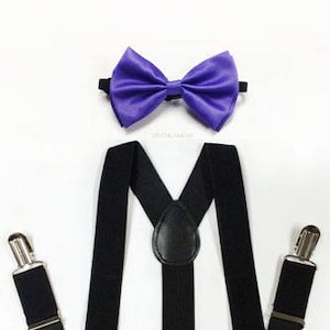 KID&#39;S black suspenders, Purple Blue Bow Tie, Cadbury Purple, Purple and Black, Black and Purple, Dark Purple, Toddler&#39;s Suspenders and Bow