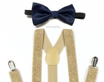 Soft Gold, soft gold suspenders, navy bowtie, dark blue bowtie, baby boy coming home outfit, navy gold, toddlers bow tie suspenders