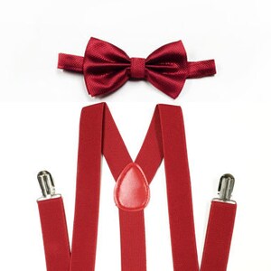 Red bowtie, red suspenders, holiday suspenders, red wedding, red bow, Men&#39;s red suspenders and bowtie, red suspender, red bow ties, red bows