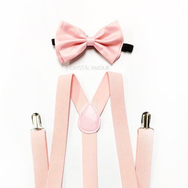 blush pink bow tie, mens suspenders, blush pink suspenders, soft pink suspenders, blush pink suspenders, pastel pink suspenders, blush pink