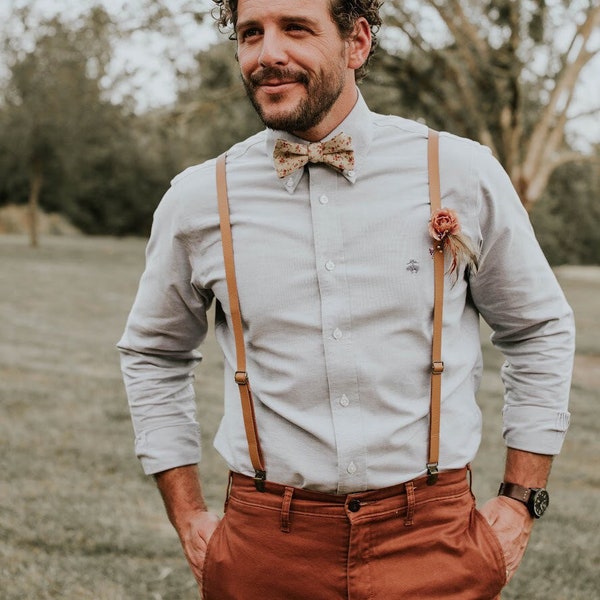 Suspenders, leather suspenders, tan suspenders, light brown suspenders, rustic wedding, modern wedding, groomsmen gift, groomsman