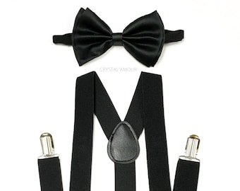 Conjunto de pajarita y tirantes negros, ropa formal para hombre