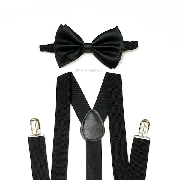 men's suspenders, black bowtie, black suspenders, black bowties, black suspender, men suspenders, mens suspenders, suspenders, black set