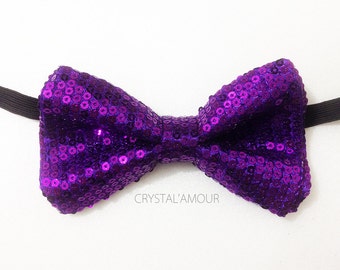 Sparkly Bow Tie Sequin Fabric Rhinestone sequin Bowtie Royal Blue ~ Black ~ Silver