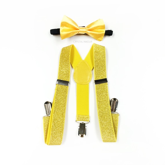 gold bow tie and braces