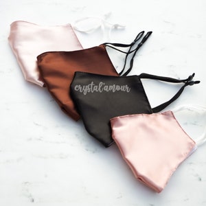 Satin Face Mask, Silk Face Mask, Organic Cotton Layer, Breathable Everyday Face Mask, Washable Reusable Mask, Adjustable Ear Straps Mask
