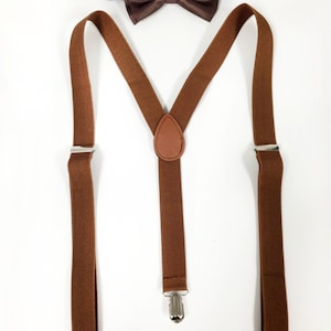 Suspenders and bowtie - [tan/brown] suspenders set - for children 6+, teens and adults. suspenders and bowtie set
