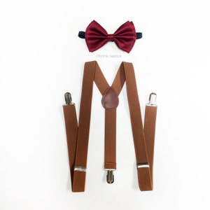 tirantes para hombre, pajarita y tirantes, tirantes marrón, tirantes y corbata de moño, tirantes hombres, ligas para los hombres, Borgoña y marrón