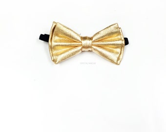 gold bow tie, metallic gold bowtie, mens bowtie, men bowtie, boys bowtie, bow tie, bowtie, gold bowtie, one size fits most (2.5 x 4.5 inch)