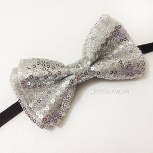 Stunning Silver/white Sequin Bow Tie Silver/white Bowtie - Etsy