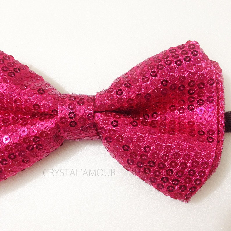 Sequined Hot Pink Sequin Bow Tie Hot Pink Bowtie With Sequin - Etsy