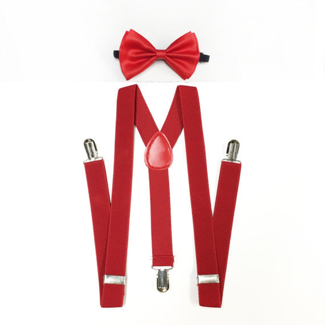 Men's Suspenders Red Bowtie Red Suspenders Red Wedding Etsy
