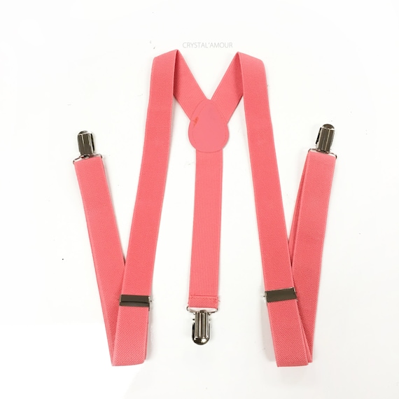 Coral Suspenders Coral Coral Suspenders Coral Pink Etsy