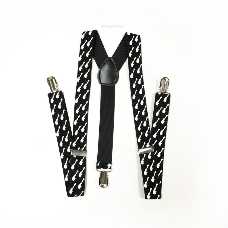 Men's Suspenders Black Suspenders Guitar Print Etsy