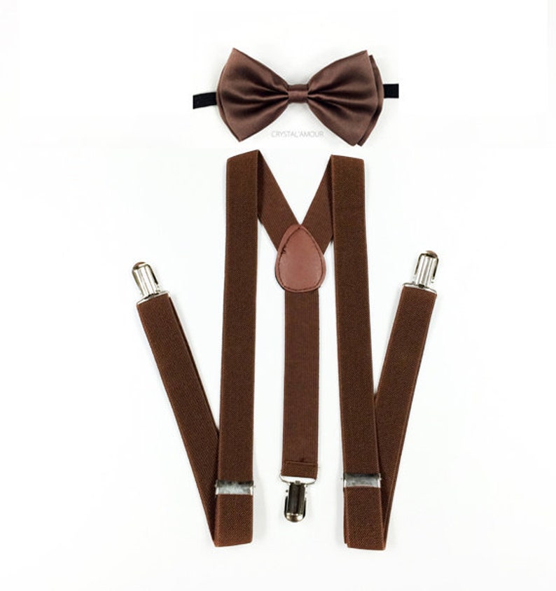 Men's Suspenders DARK Brown Bowtie Brown Suspenders Etsy