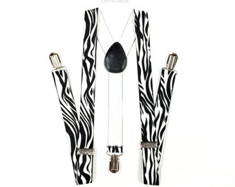 men's suspenders, zebra print, zebra outfit, zebra, white suspenders, white suspender, zebra print, white zebra suspenders, zebra costume