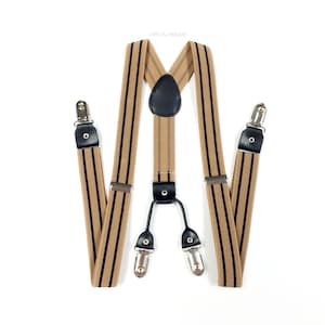men&#39;s suspenders, boys suspenders, tan suspenders, light brown suspenders, striped suspenders, boy suspenders, for children and adults
