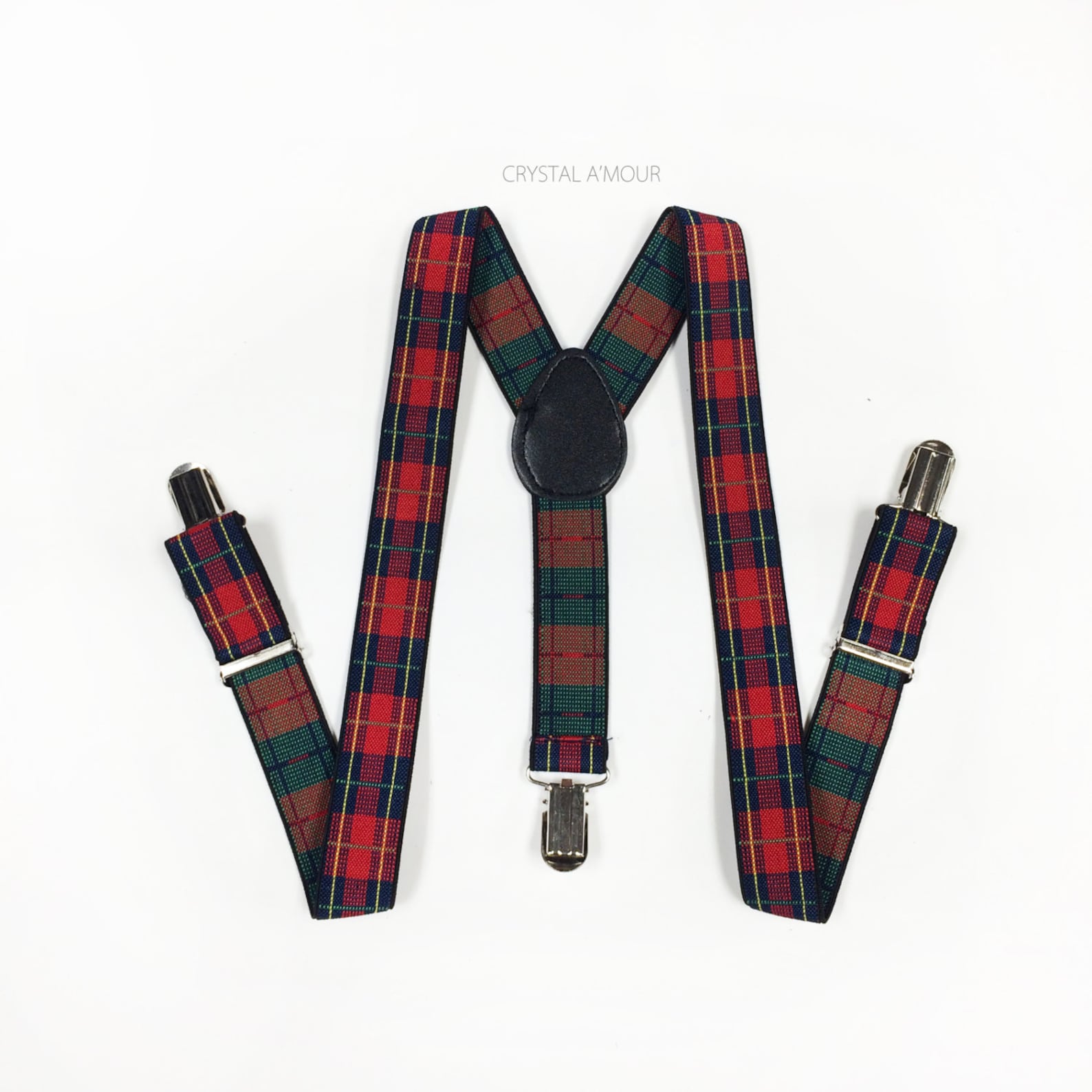 Men's Suspenders Boys Suspenders Green/red Plaid Holiday Etsy