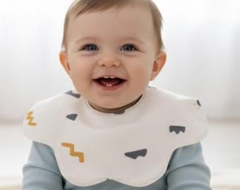 Baberos giratorios/reversibles de algodón orgánico para bebés (paquete de 3) para la alimentación BLW