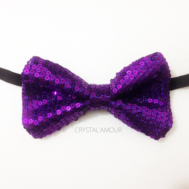 Stunning Purple Sequin Bow Tie Purple Bowtie With Quality Etsy