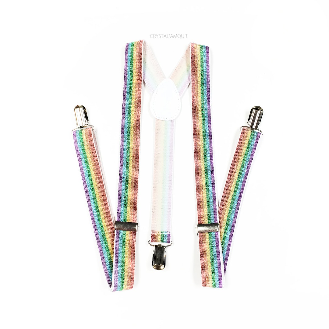 Mens Suspenders, Rainbow Suspenders, GLITTER Suspenders, Rainbow Tongue