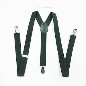 hunter green suspenders, men&#39;s suspenders, boys suspenders, boy suspenders, dark green suspenders, hunter green dress suspenders