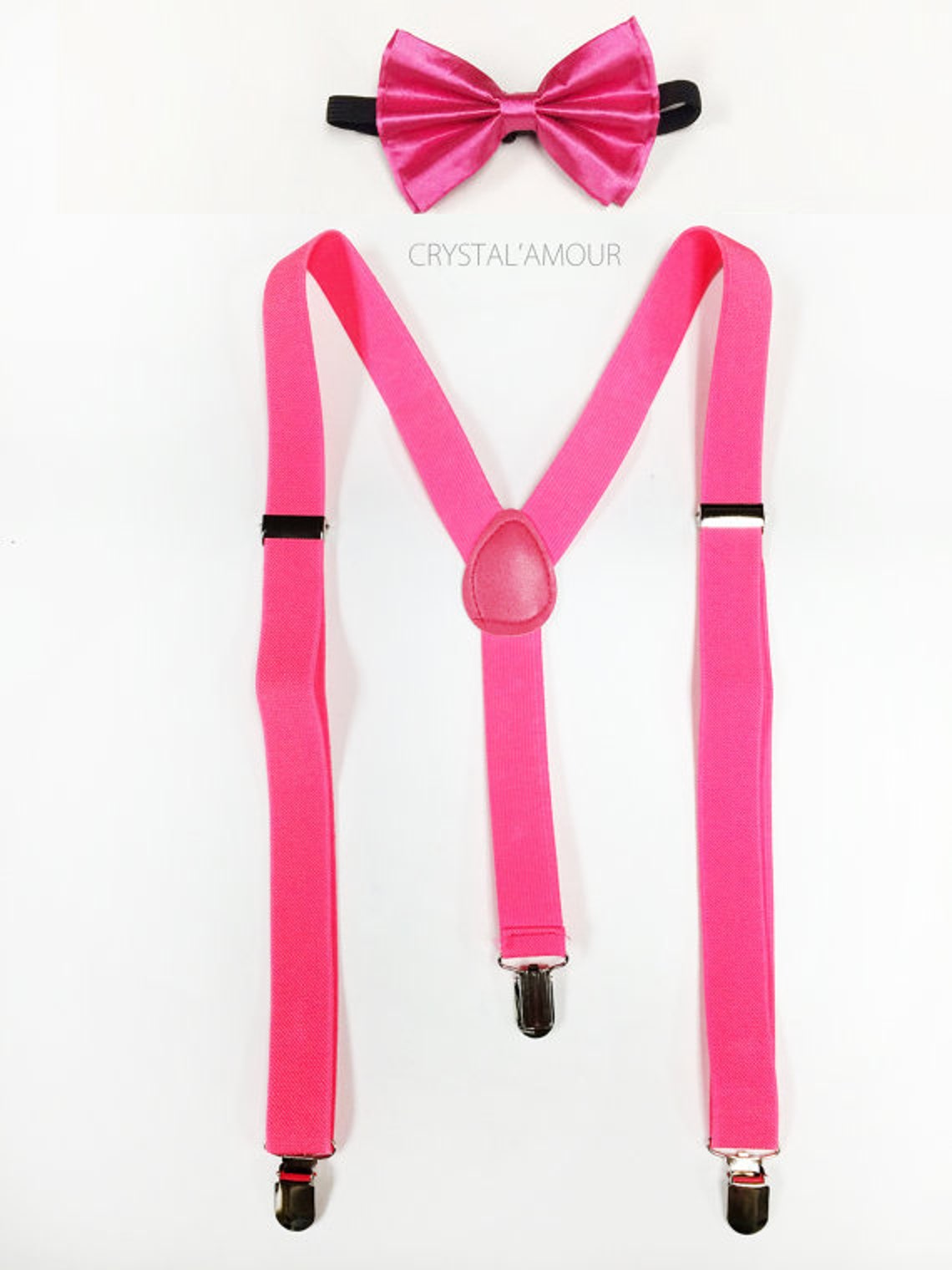 Hot neon pink suspenders neon pink bowtie and pink suspenders Etsy