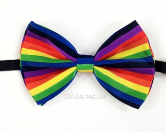 Rainbow Flag Bowtie - Rainbow Bow Tie - Rainbow Stripes - Adjustable Strap - Rainbow Pattern Unisex Bowtie