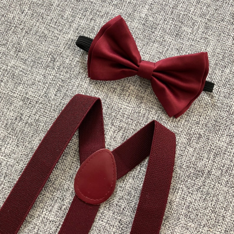 Burgundy Bow Tie and Suspenders Burgundy Suspenders Burgundy Etsy
