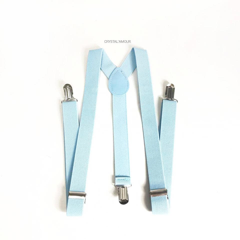 Sky Blue Wedding Bow Tie & Suspenders Set - Adjustable, Polyester, Men's Accessories