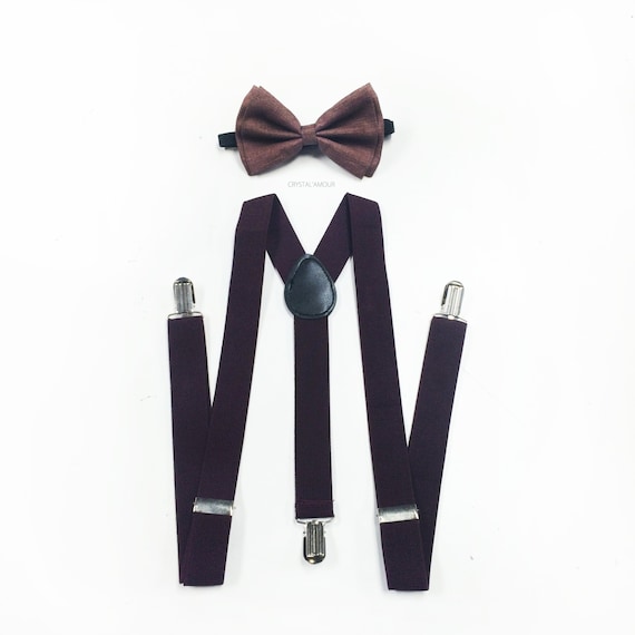 eggplant bow tie and suspenders