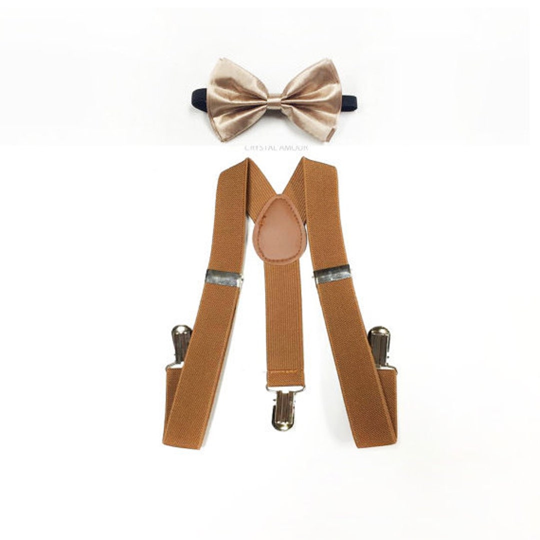 Boys Suspenders Champagne Bowtie Soft Gold Bowtie Light Etsy