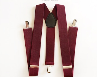 NUEVO Tirantes para hombre, tirantes anchos, tirantes de 1,5 pulgadas, tirantes burdeos, tirantes rojo oscuro, tirantes para adultos, padrinos de regalo