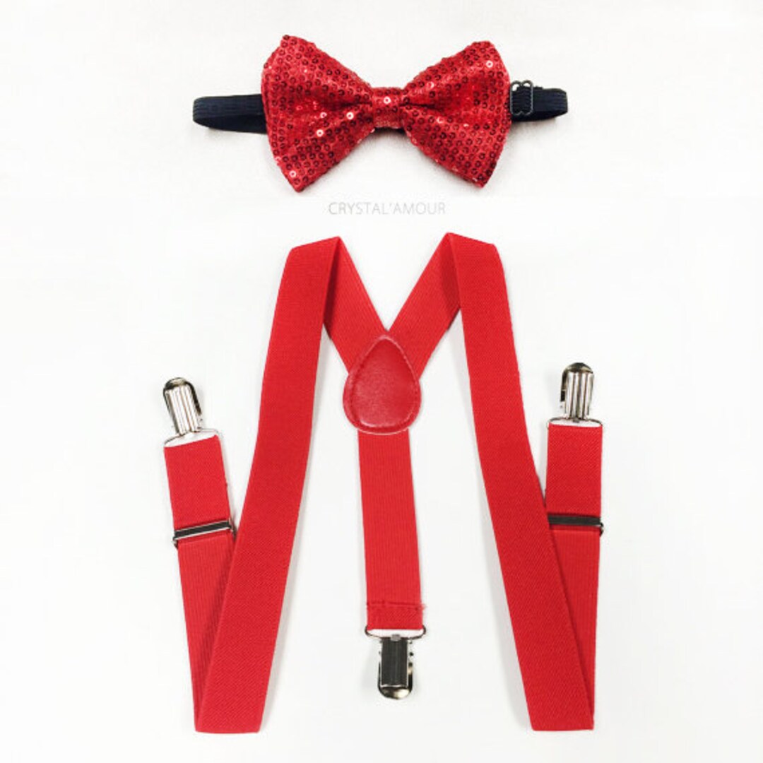 sequin bow tie and suspenders