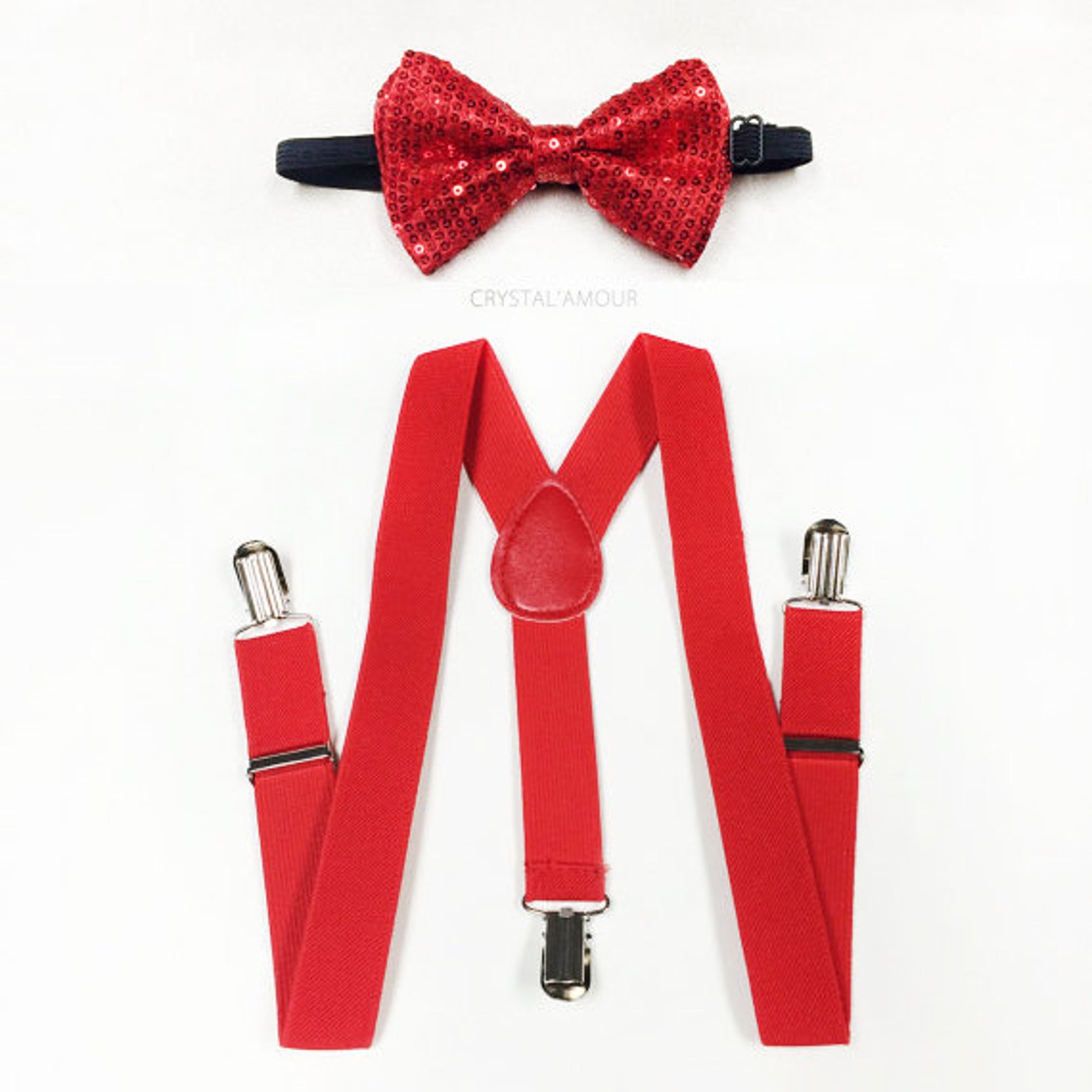 Kid's Red Sequin Bow Tie and Suspenders Red Toddler Etsy