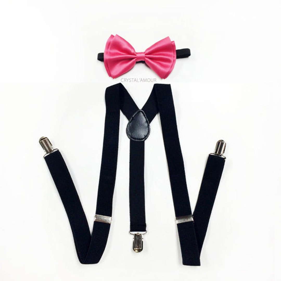 mens pink bow tie and suspenders
