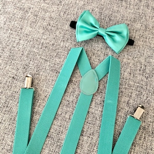 Bow tie and suspenders set, suspenders, mint green bow tie, mint bow tie, mint green suspenders, mint bow tie suspenders, groomsman gift