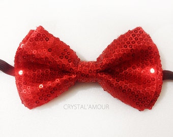 Sequin Dress Bow Tie - Sparkly Red Bowtie with Sequin Texture - Adjustable Strap -  Bachelor's Party - Tuxedo/Bridal - Unisex