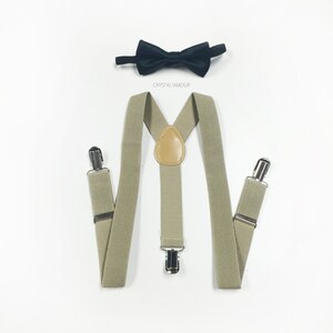 boys suspenders and bow tie, khaki suspenders, black bow tie and khaki suspender, khaki suspenders, black bowtie, for toddlers and infants