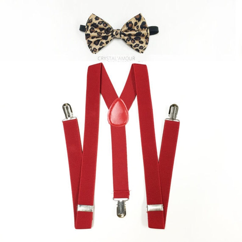 Men's Suspendersleopard Print Bowtie Men Suspenders Red Etsy