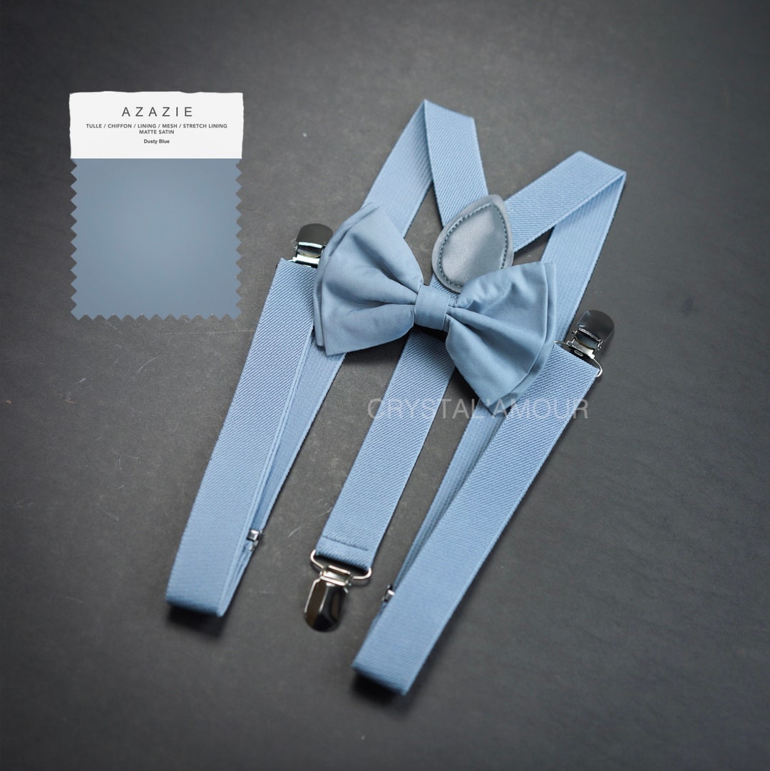 Mens Suspenders, Davids Bridal Dusty Blue Suspenders, Dusty Blue Bowtie
