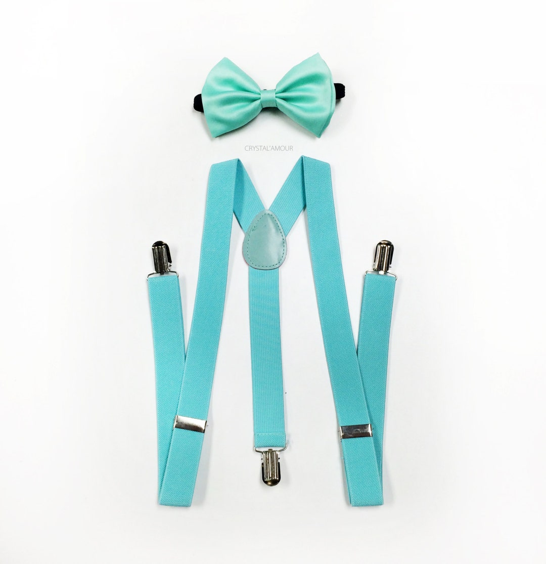 Mint Green Bow Tie and Suspenders Mint Blue Suspenders Set Etsy