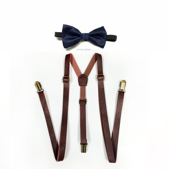 Noeud Bleu Marine Enfant Bretelles En Cuir Marron Ensemble Etsy Noeud Bleu Marine Enfant Bretelles En Cuir Marron Ensemble Etsy