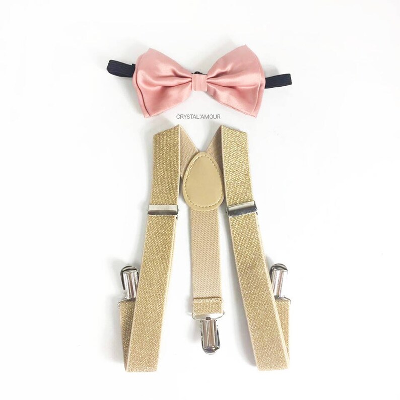 Kids Soft Gold Suspenders Dusty Pink Bow Tie Gold and Blush Etsy Canada