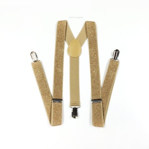 Soft Gold glitter suspenders, gold glitter suspenders, suspenders, gold suspenders, glitter suspenders, beige gold suspenders